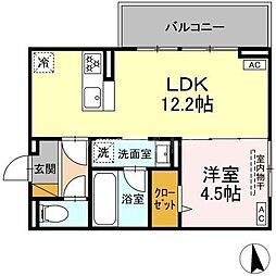 流山市木1丁目アパート 1LDKの間取図画像