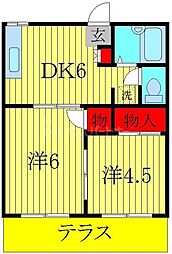 大島ハイツ 2DKの間取図画像