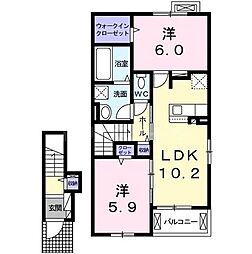 エンシーナ 2LDKの間取図画像
