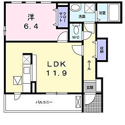 シトロンフィオーレ 1LDKの間取図画像