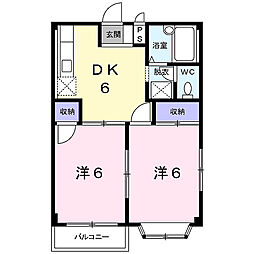 コーポU 2DKの間取図画像