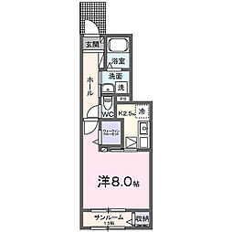 コーポ林II 1Kの間取図画像