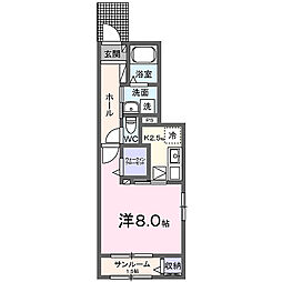 コーポ林II 1Kの間取図画像