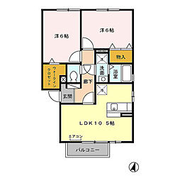 サンコジョウA 2LDKの間取図画像