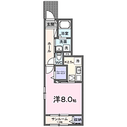 アルバーダ26B 1Kの間取図画像
