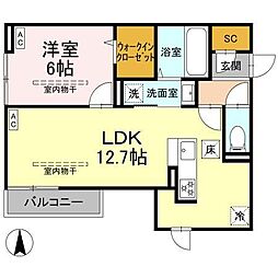 GRAND D-ROOM里山辺 1LDKの間取図画像