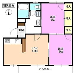 フレグランスA・K 2LDKの間取図画像