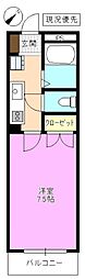 ニューウェル白板 1Kの間取図画像