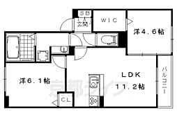 ソレアード御室 2LDKの間取図画像