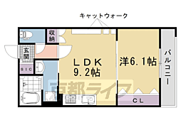 FORCE西院 1LDKの間取図画像
