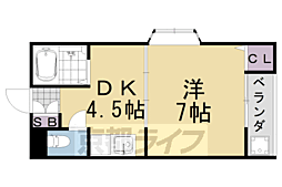 クイーンズコートY 1DKの間取図画像