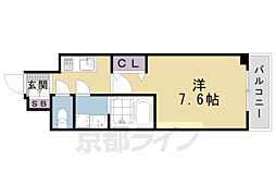 CRYSTALGLANZ京都西大路 1Kの間取図画像