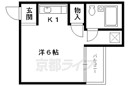 カーサクローバー 1Kの間取図画像