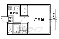 カルチェヴィラ吉勇 1Kの間取図画像