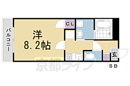 CREDOR伏見丹波橋 1Kの間取図画像