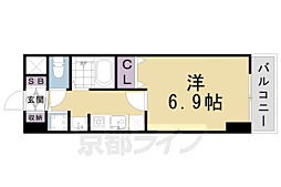 ライジングコート京都西院フロンティア2 1Kの間取図画像