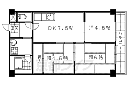 深草サニーハイツ 3DKの間取図画像