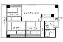 第二白川ハイツ 3LDKの間取図画像