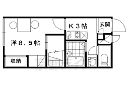 レオパレスヴィルヌーブ醍醐 1Kの間取図画像