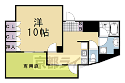エリーフラッツ上桂 1Kの間取図画像