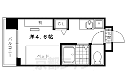 キャンパスヴィレッジ京都一乗寺 ワンルームの間取図画像