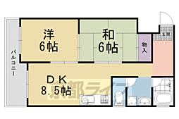四條グランドハイツA棟 2LDKの間取図画像