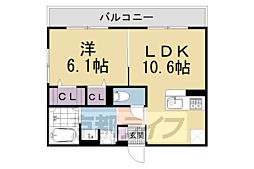 京都市左京区北白川上池田町マンション 1LDKの間取図画像