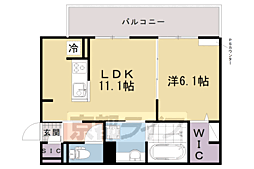 GRAMM竹田B棟 1LDKの間取図画像