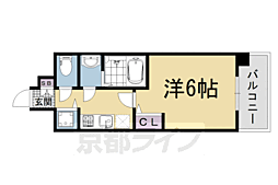プレサンス京都烏丸爛都 1Kの間取図画像