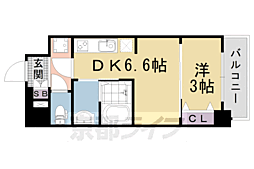 プレサンスTHEKYOTO粋都 1DKの間取図画像