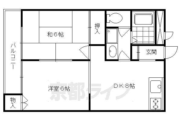 アビタシオン一愛 101｜京都府京都市右京区太秦蜂岡町(賃貸アパート2LDK・1階・43.06㎡)の写真 その2