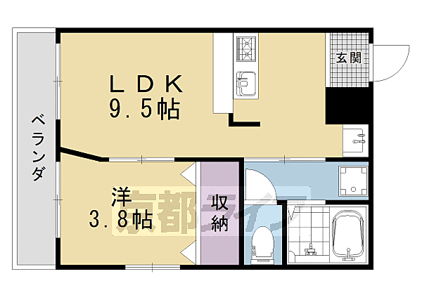 あゆま邸 311｜京都府京都市北区衣笠東開キ町(賃貸マンション1LDK・3階・32.24㎡)の写真 その2