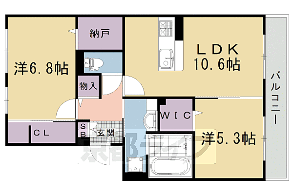 Ｄ－ＲＯＯＭ嵯峨嵐山 306｜京都府京都市右京区嵯峨折戸町(賃貸アパート2LDK・3階・58.07㎡)の写真 その2