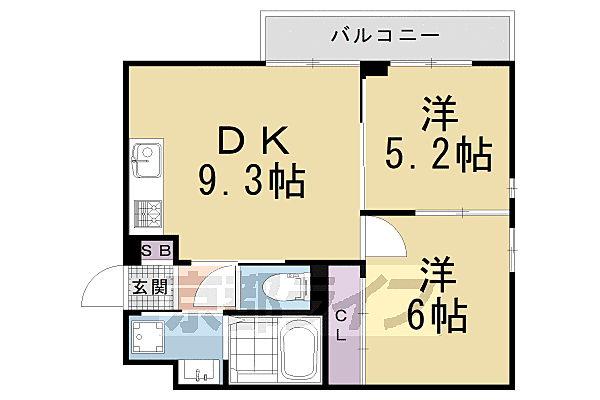 京都府京都市北区上賀茂畔勝町(賃貸マンション2DK・3階・42.86㎡)の写真 その2