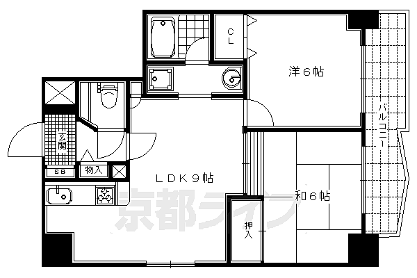 京都府京都市上京区中務町(賃貸マンション2LDK・4階・52.77㎡)の写真 その2