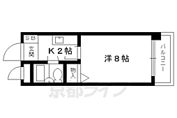 グランディール桂川 2階1Kの間取り