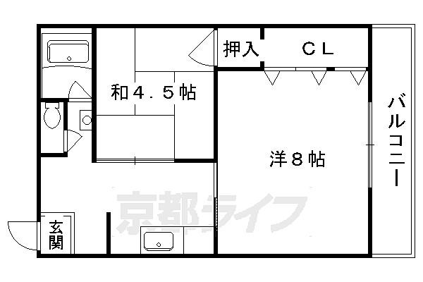 梅津マンション1番館 307｜京都府京都市右京区梅津南上田町(賃貸マンション2K・3階・35.00㎡)の写真 その2