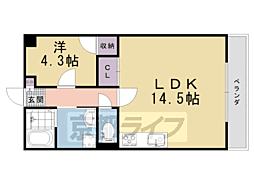 チェリーブロッサム嵯峨野 1階1LDKの間取り