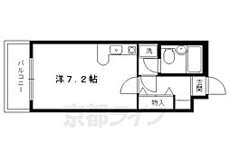 京都市営烏丸線 丸太町駅 徒歩15分の賃貸マンション 4階ワンルームの間取り