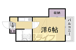 ドリーム嵯峨野 1階ワンルームの間取り