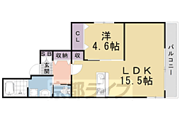 プランドール梅津 4階1LDKの間取り