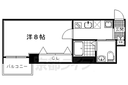エスペレ西陣 2階1Kの間取り