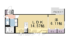 Side西ノ京 1LDKの間取図画像
