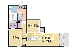 嵯峨広沢南下馬野町ヘーベルメゾン 2階2LDKの間取り