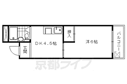 サンサーラ嵯峨野 2階1DKの間取り