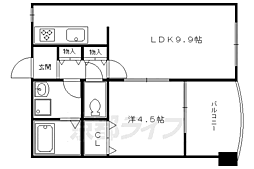 京都市営烏丸線 烏丸御池駅 徒歩5分の賃貸マンション 4階1LDKの間取り