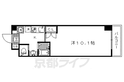 京都市営烏丸線 北大路駅 徒歩19分の賃貸マンション 5階1Kの間取り