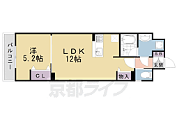 京都地下鉄東西線 二条城前駅 徒歩7分の賃貸マンション 9階1LDKの間取り