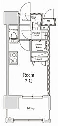 エンクレストALIVE白金 5階ワンルームの間取り