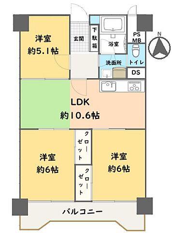間取り 皐月マンション第３大分 8階/-